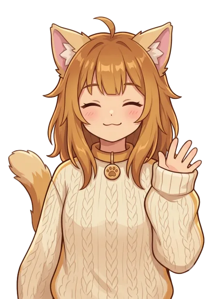 Tama, GitCat's cat mascot, waving hello